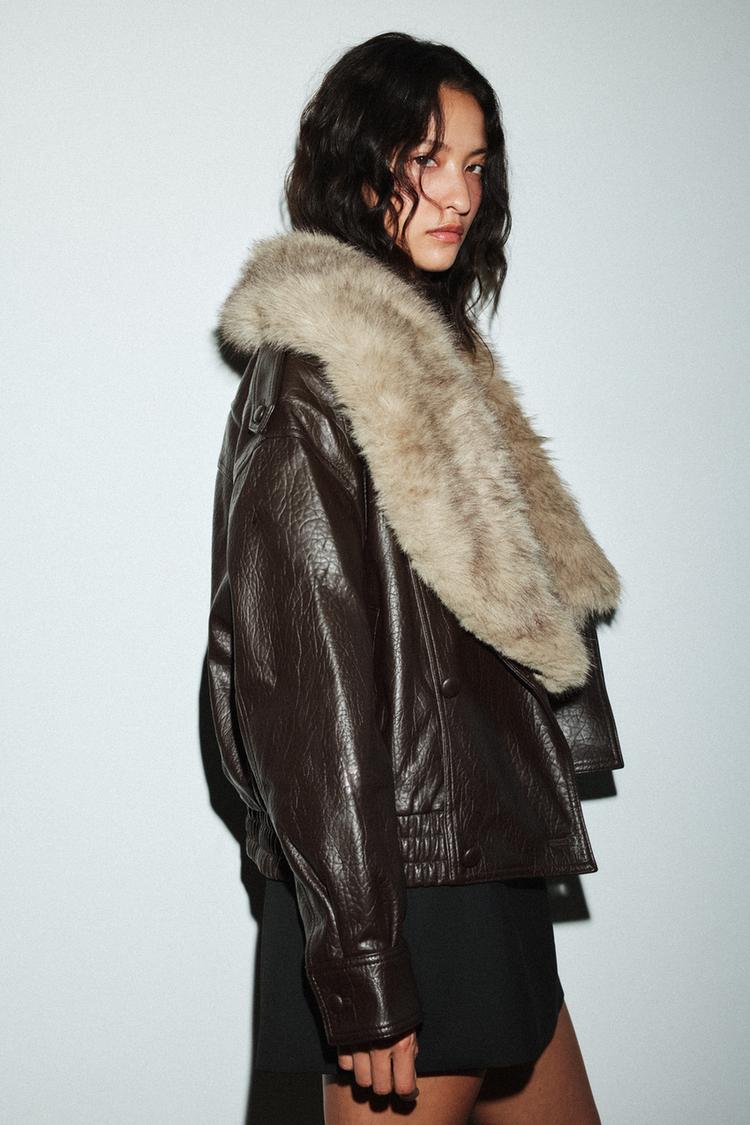 Faux Fur Leather Jacket