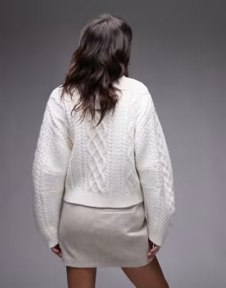 Meravant Ivory Cable Sweater