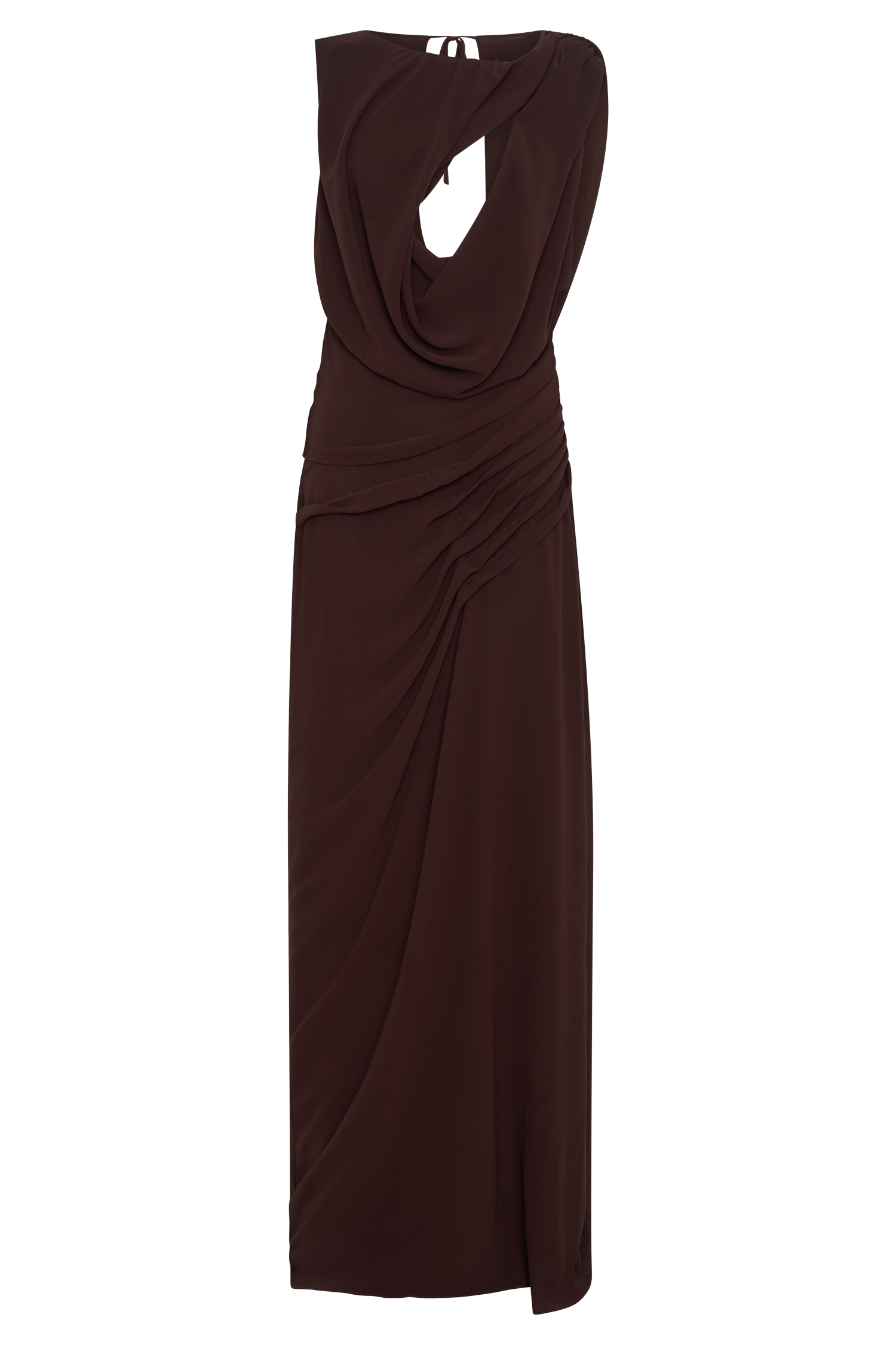Meravant Cacao Chiffon Gown