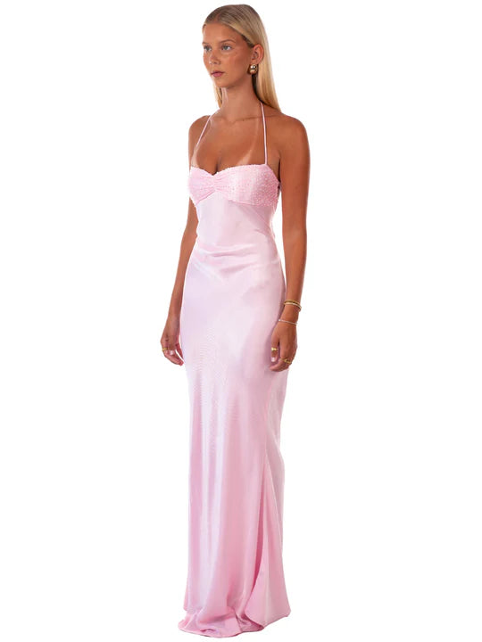 Blush Lace Halter Gown