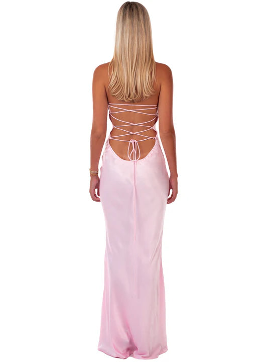 Blush Lace Halter Gown
