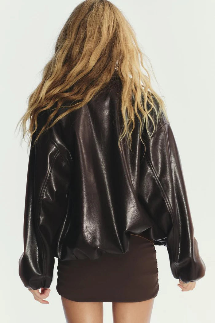 Meravant Leather Bomber Jacket
