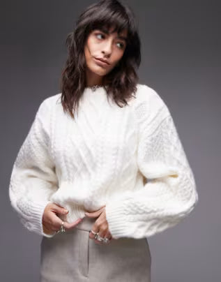 Meravant Ivory Cable Sweater