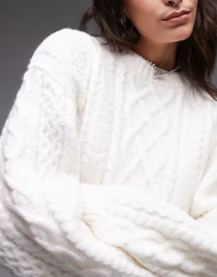 Meravant Ivory Cable Sweater