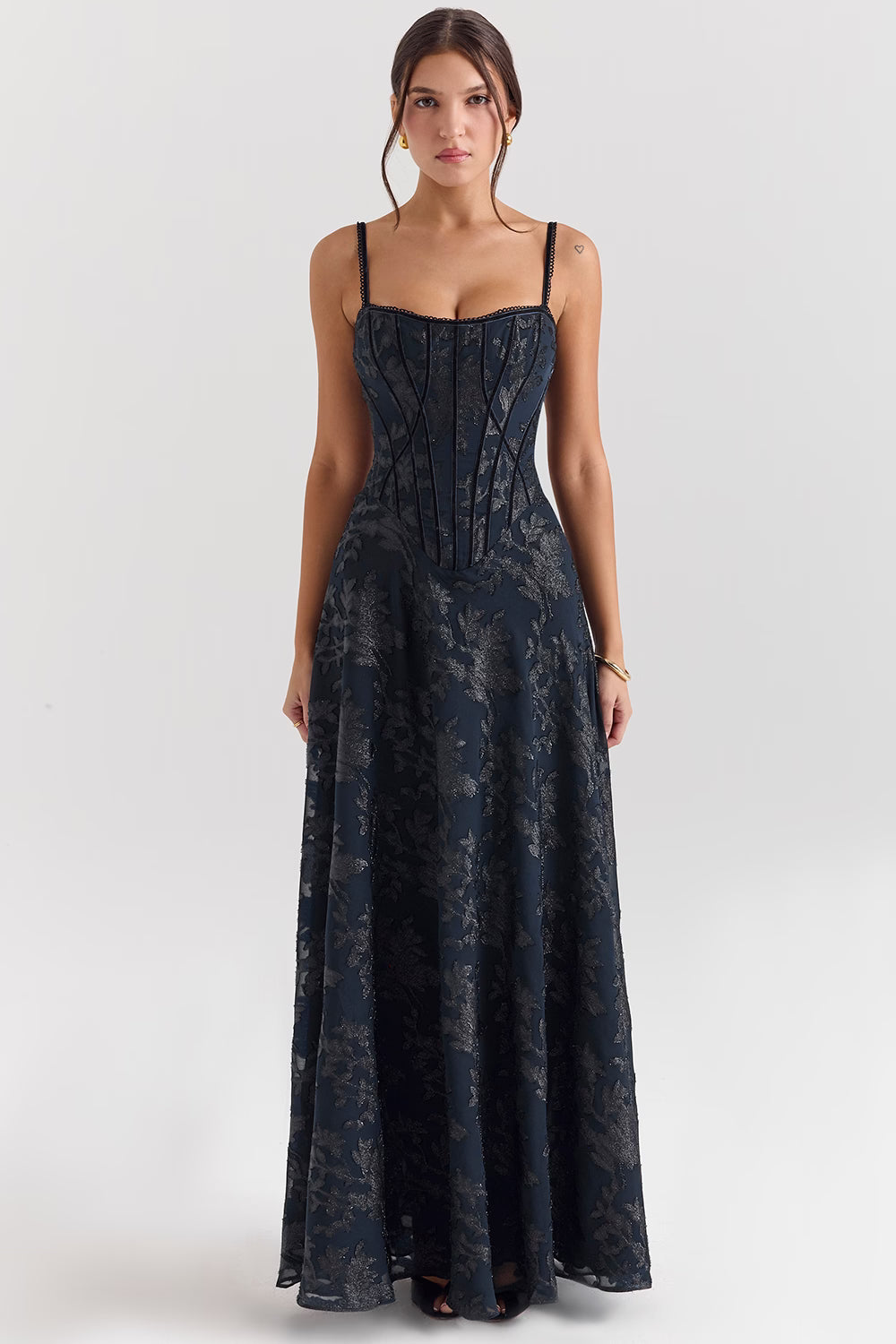 Navy Drape Evening Dress