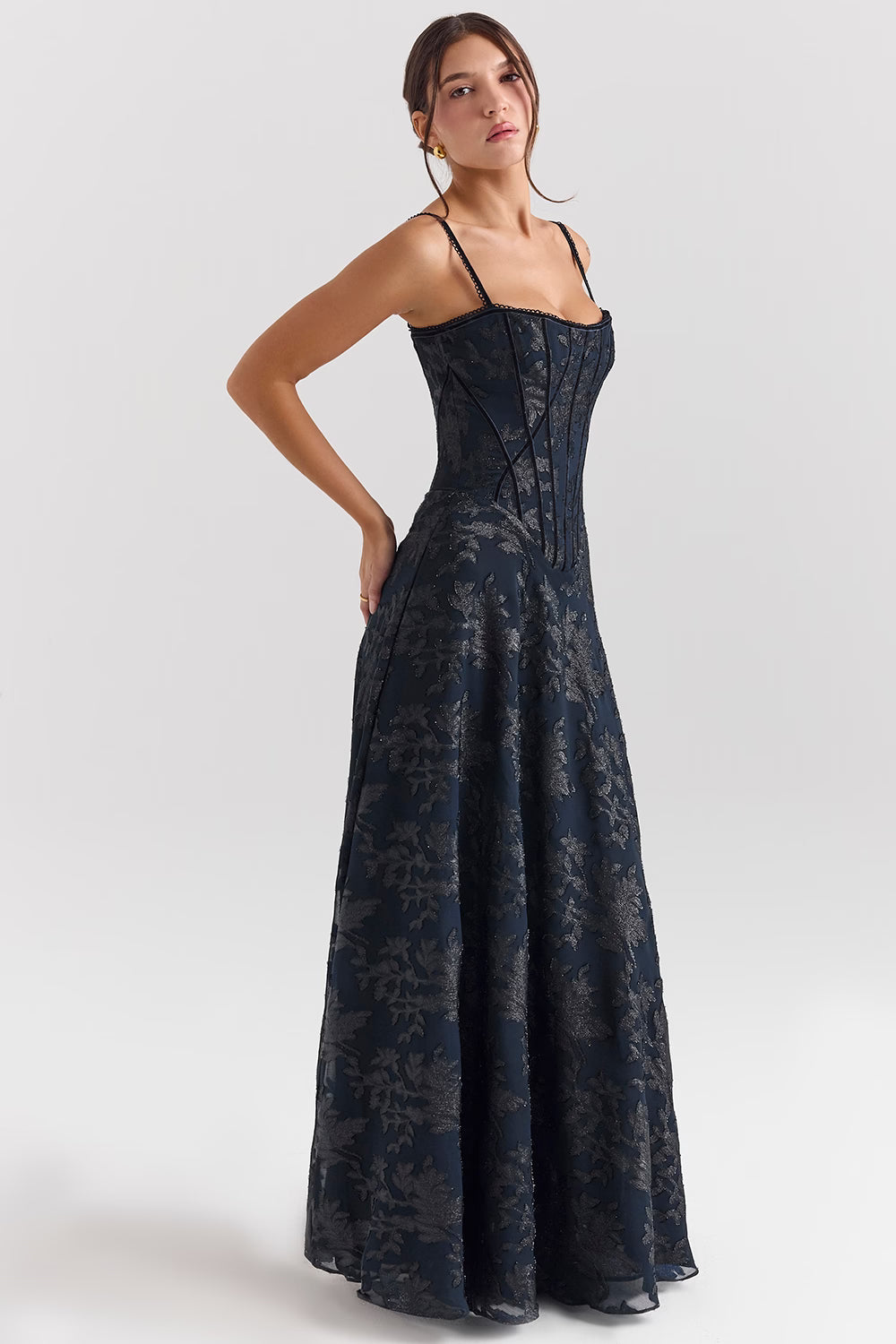 Navy Drape Evening Dress
