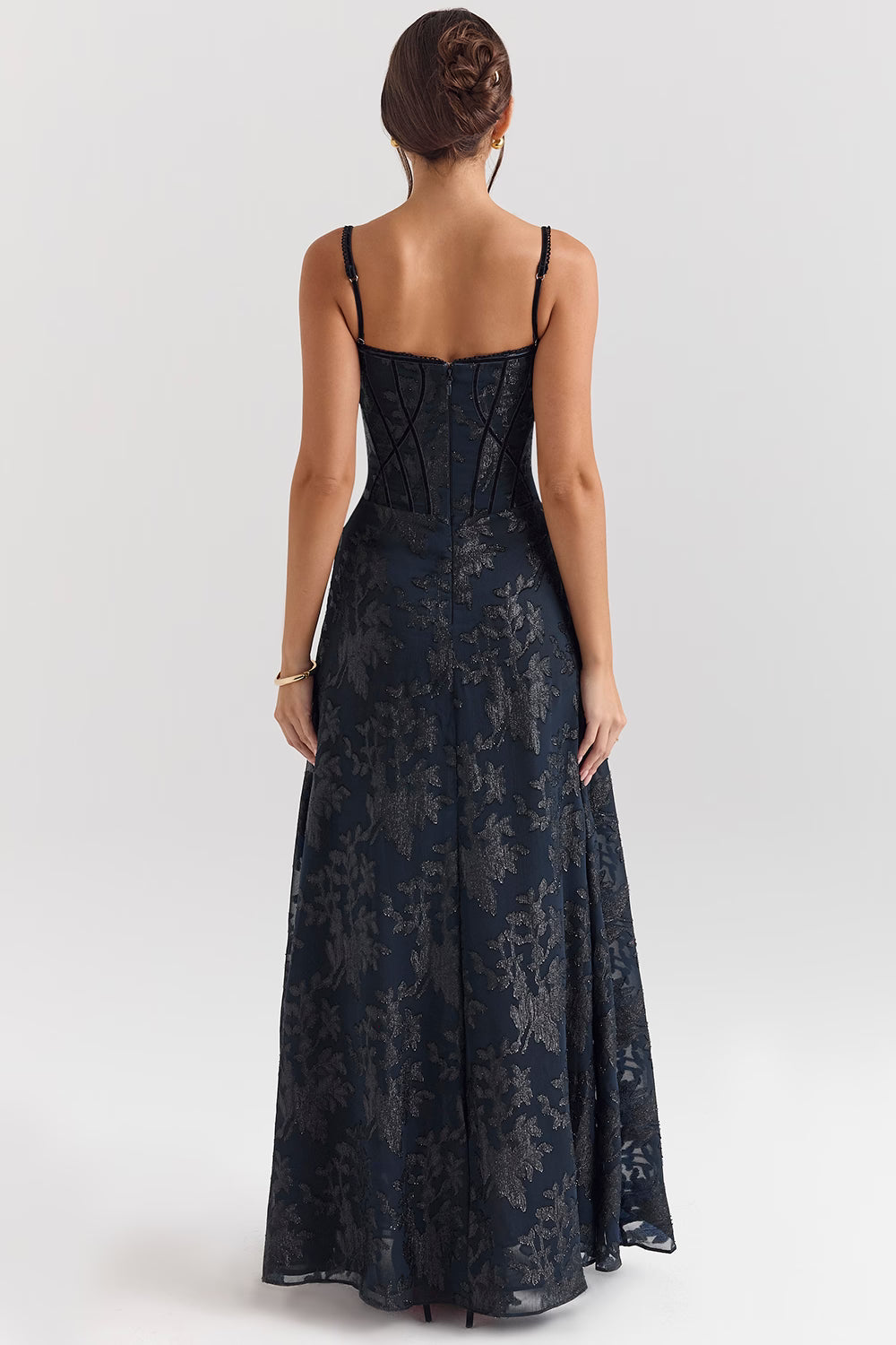 Navy Drape Evening Dress