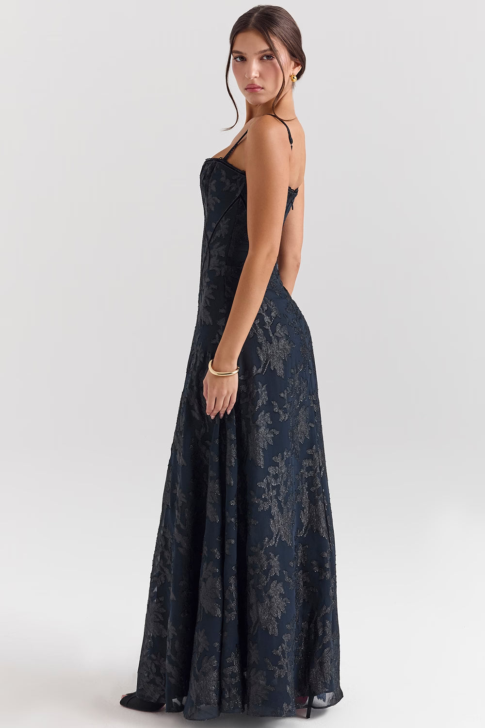Navy Drape Evening Dress