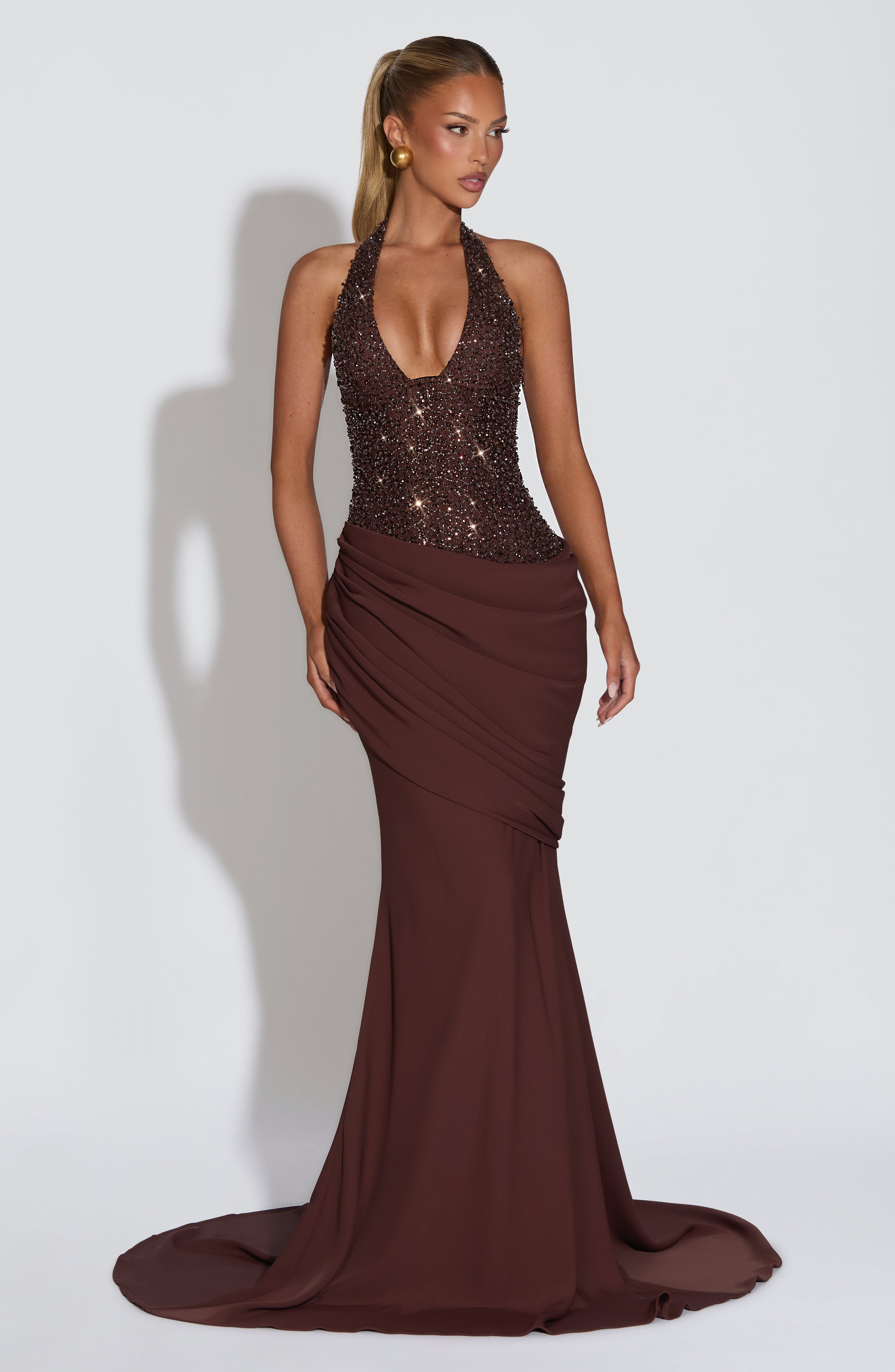 Brown Sequin Corset Gown