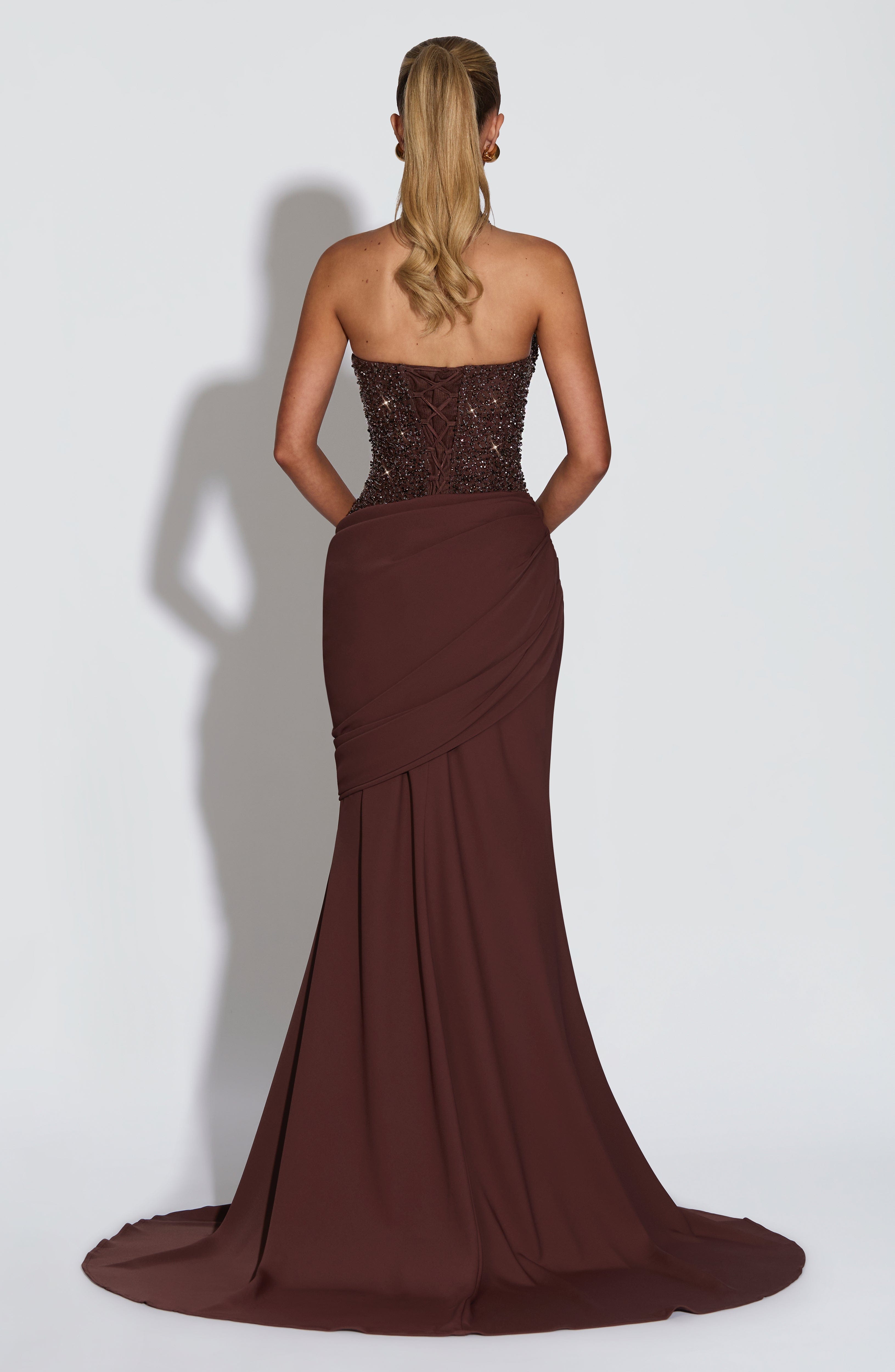 Brown Sequin Corset Gown